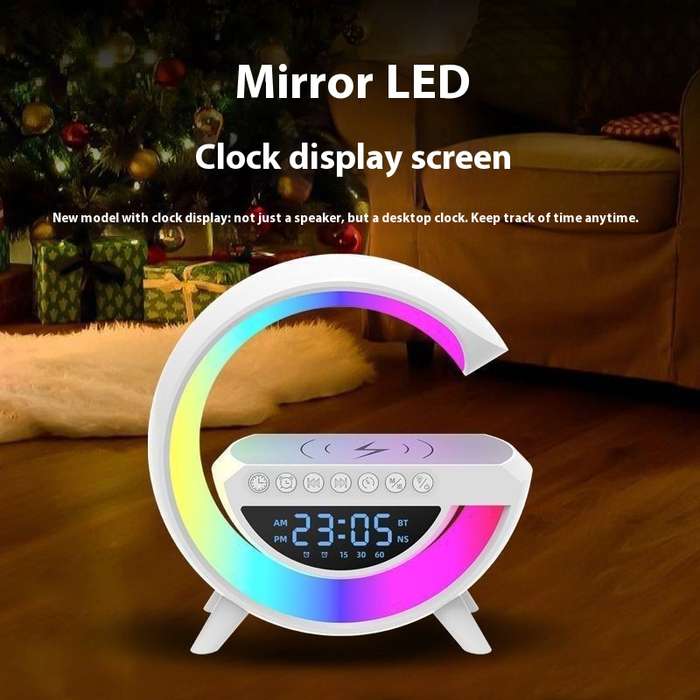 New Cross-Border Mini Speaker with Wireless Charging, Alarm Clock, Atmosphere Light, Multi-Functiona