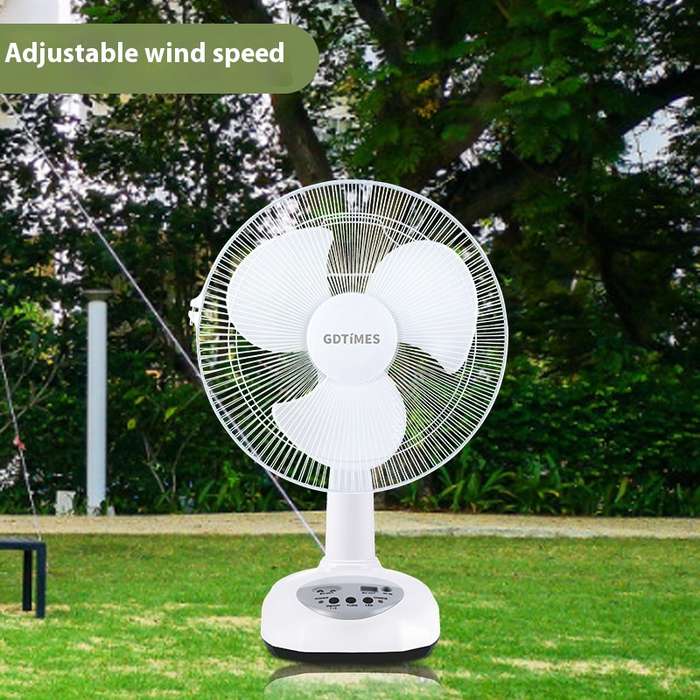 12-Inch Solar Rechargeable Fan Long Battery Life Lithium Battery AC/DC Light Oscillating