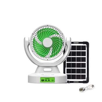 7 Inches Portable Chargeable Fan with Led Light AC DC Mini Usb Solar Fan with Solar Panel and 2 PCS