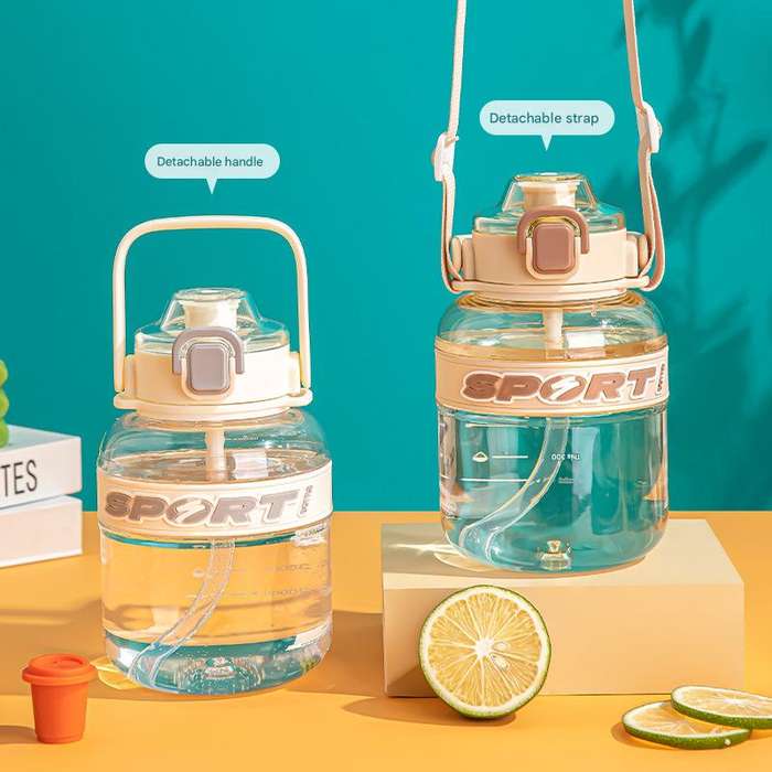Water Cup with Straw Ton Pot, Big Belly Cup, Large Capacity Plastic Cup