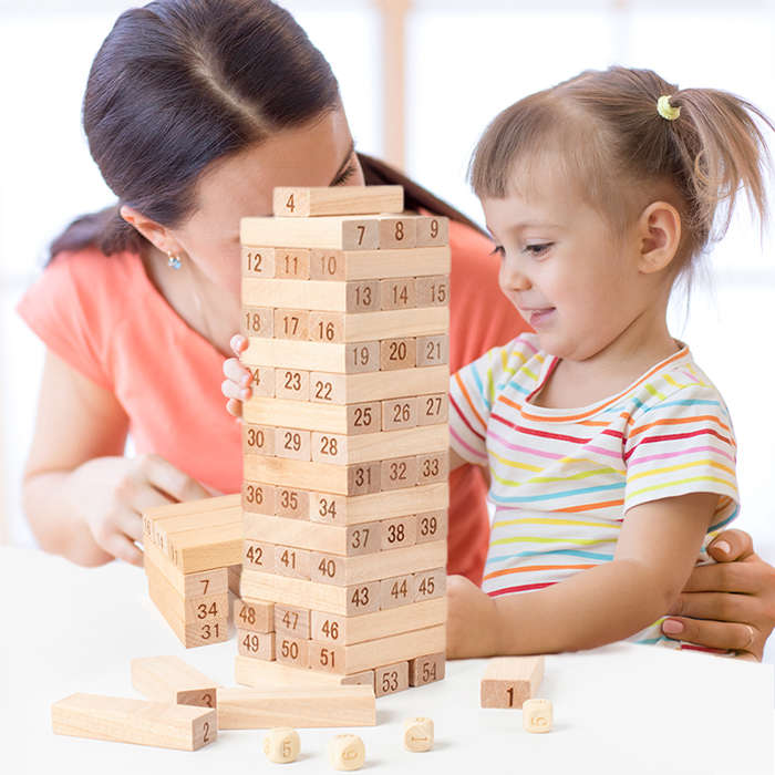 54 pcs Wooden Educational Tumbling Building Block
