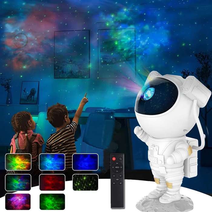 Space Buddy Projector Star Projector Light Astronaut Night Light Projector Remote Control Timer LED