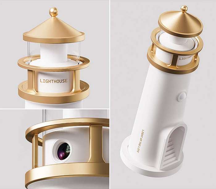 Moonlight Tower Projection Speaker Desk Lamp USB Rechargeable Moonlight Human Body Sensing Bedroom L
