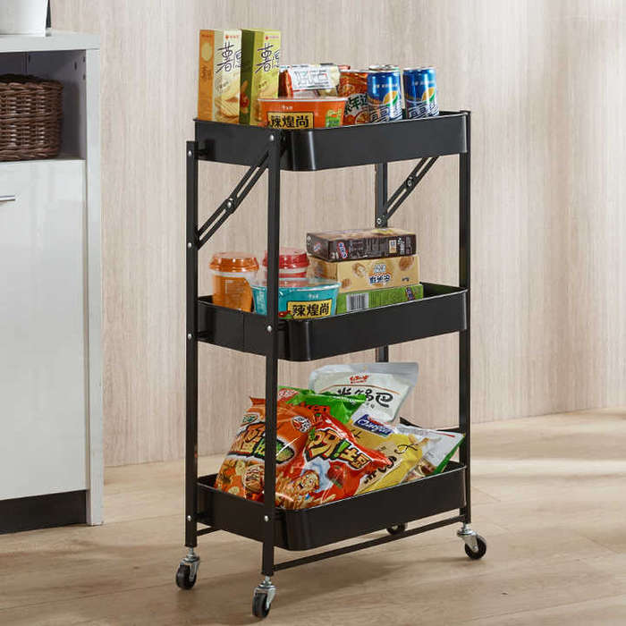 3 TIER FOLDABLE TROLLEY WITH WHEELS