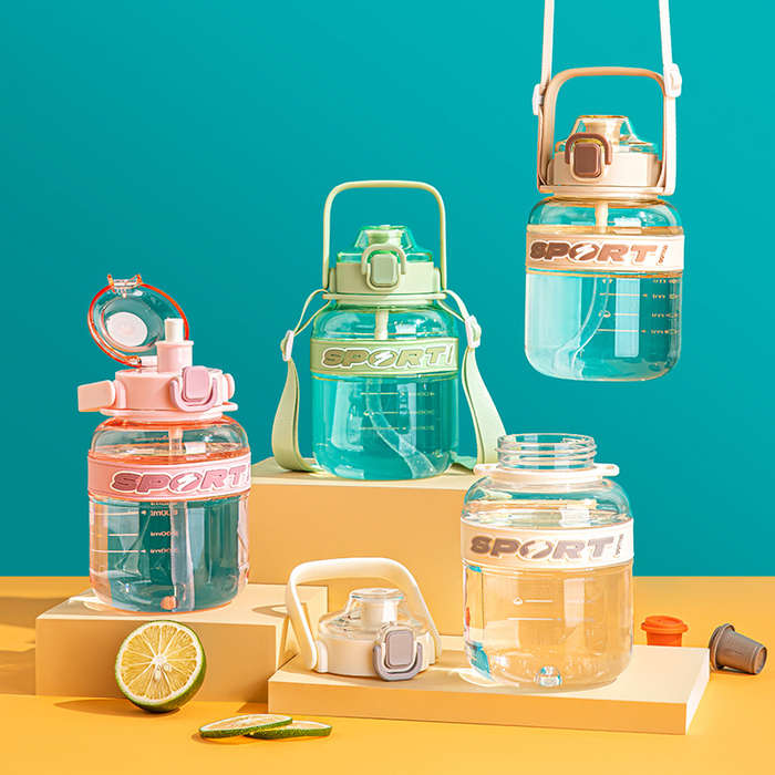 Water Cup with Straw Ton Pot, Big Belly Cup, Large Capacity Plastic Cup