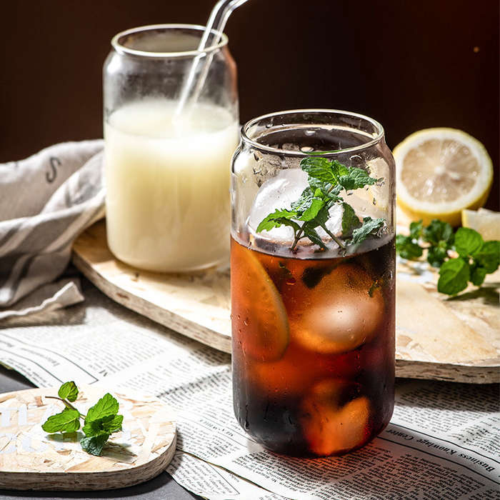 4 Piece  Drinking Glass with Glass Straw 480ml