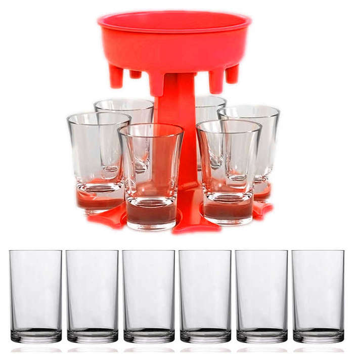 6 Shot Glass Dispenser Beer Wine Drinking Filling Liquids 6 Shot Dispenser