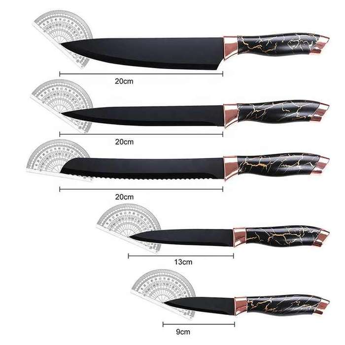 Marble Pattern Coated Handle Kitchen Knives Chinese Kitchen Knife Set