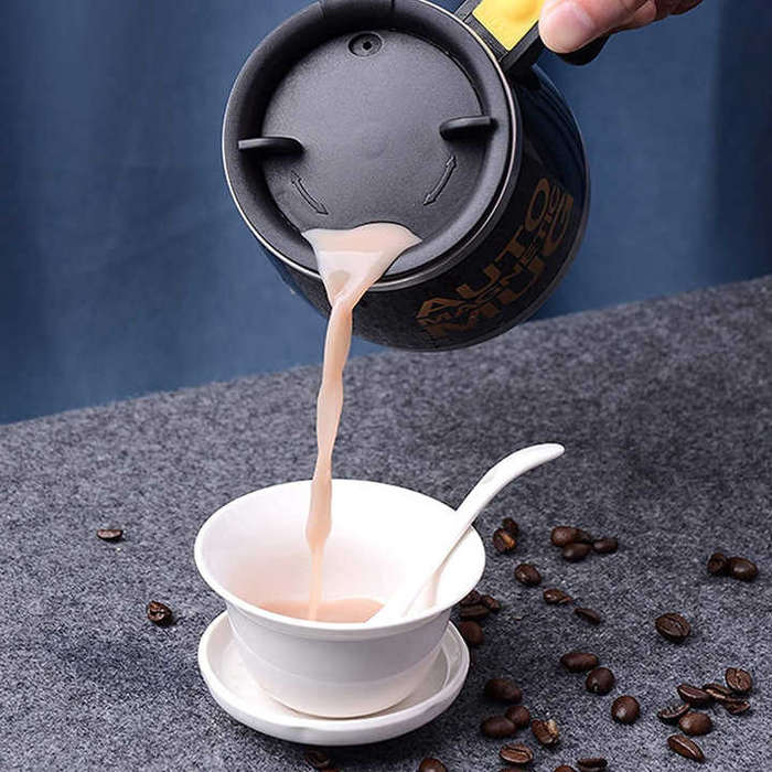 Stainless Steel Smart Automatic Mixing Cup 2 AA Batteries Magnetic Stirring Coffee Mug