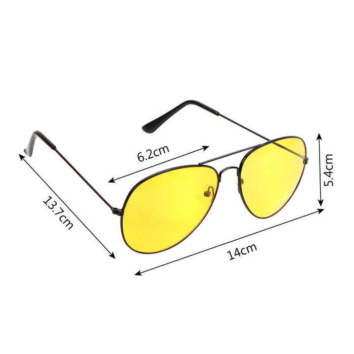 Car Drivers Alloy Night Vision Sunglasses Yellow Lens Anti-glare Night Driving Glasses