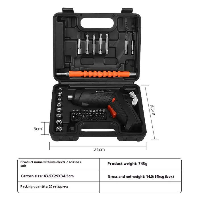 Multifunctional Rechargeable Mini Wireless Electric Power Screwdriver Set Impact Drill Household Too