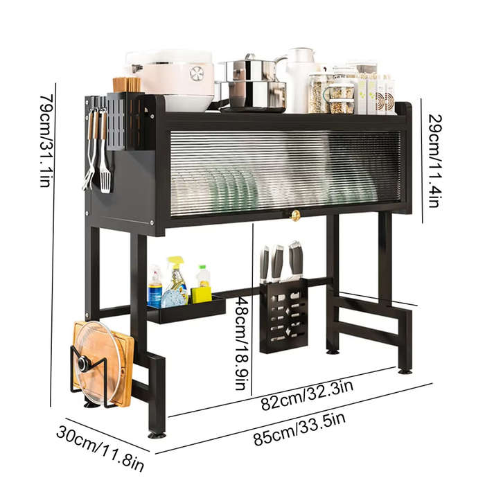 Kitchen Drain Shelf 3-Tier Multi-Functional Kitchen Storage Rack Kitchen Sink Organizer Large Over S
