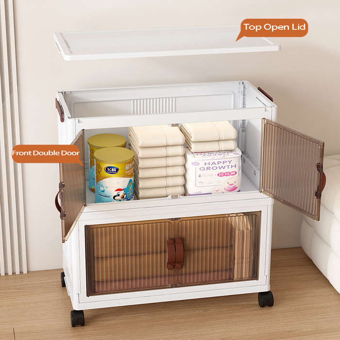 Factory Sale Large Foldable Storage Container Storage Box Collapsible Storage Bins with Wheels and L