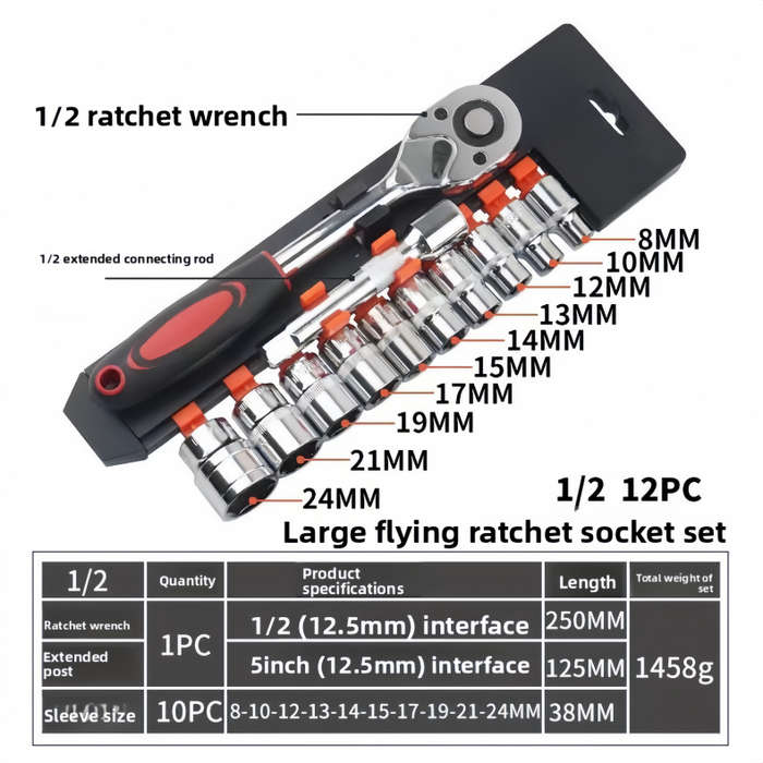12pcs Combination Ratchet Wrench Set with Hard Case Low Price Tool Box Set