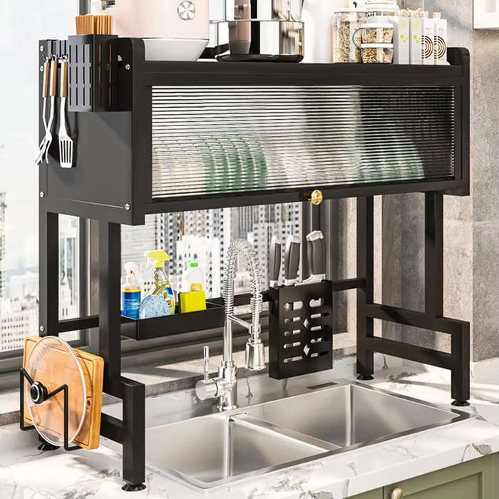 Kitchen Drain Shelf 3-Tier Multi-Functional Kitchen Storage Rack Kitchen Sink Organizer Large Over S