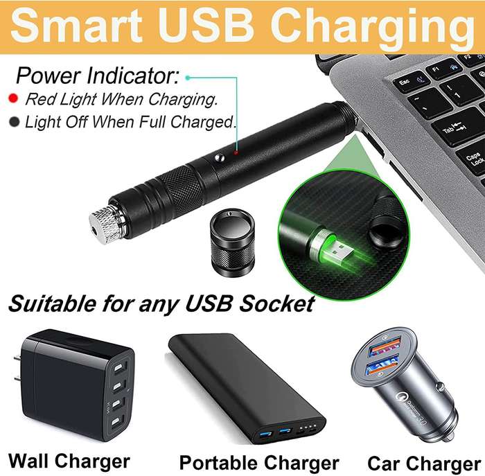 Green Laser Pointer High Power Pen Green Lazer Pointer for Hiking Cat Laser Toy USB Charge Green Li