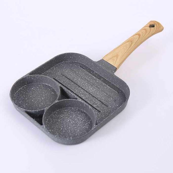 Nonstick Egg Frying Pan - 3 Section Square Grill Pan Divided Frying Pan for Breakfast