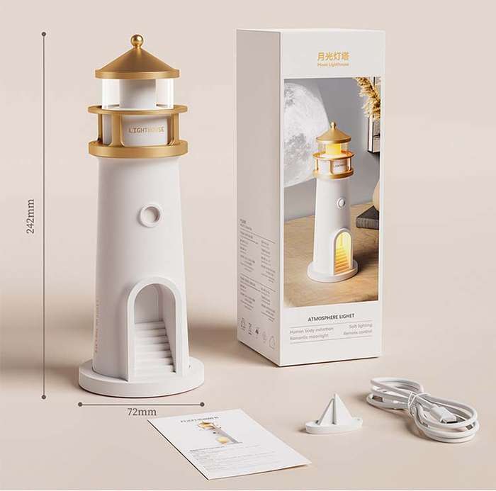 Moonlight Tower Projection Speaker Desk Lamp USB Rechargeable Moonlight Human Body Sensing Bedroom L