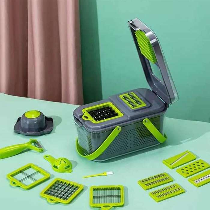New Muti-funcational Kitchen Gadgets Tool Plastic 18 in 1 Shredder Vegetable Chopper Cheese Grater f