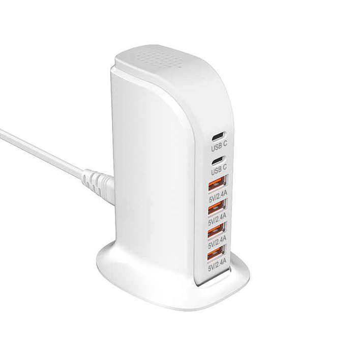 Multi Fast Sailboat Charger Office Laptop USB Multi-port Charging 4 USB 2 type-c Travel Adapter