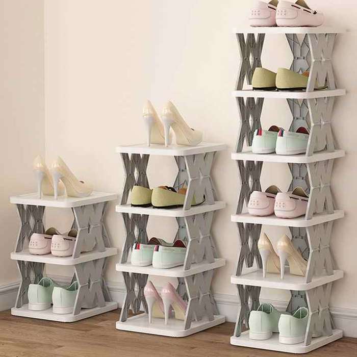 Narrow Shoe Organizer Shelf for Close Space Saving Large Capacity Foldable Shoe Rack