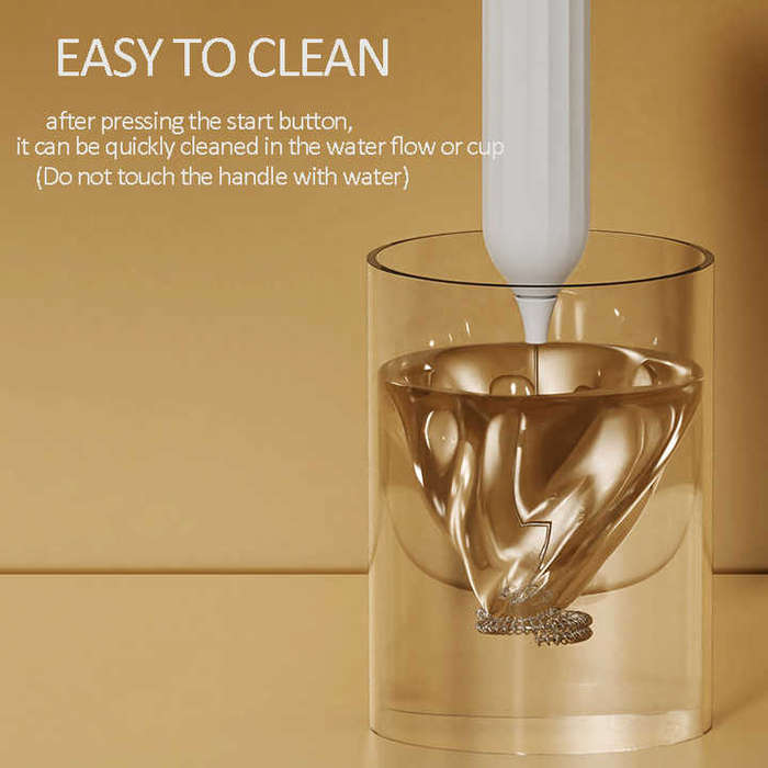 USB Electric Handheld Foam Maker Egg Beater Milk Frother Stainless Steel Wireless Coffee Cappuccino