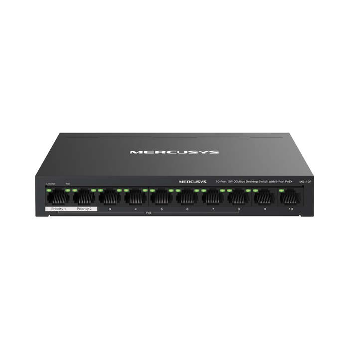 Mercusys Ms110P 10-Port 10 100Mbps Desktop Switch With 8-Port Poe+
