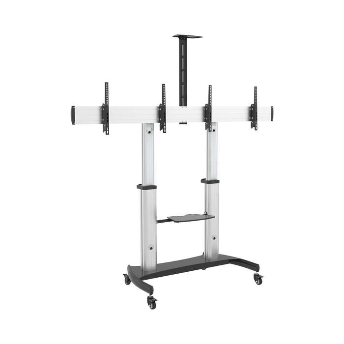 Linkqnet Ttd07-46Tw 37 - 60 Dual Display, Height Adjustable Aluminium Av Trolley With Media Shelf