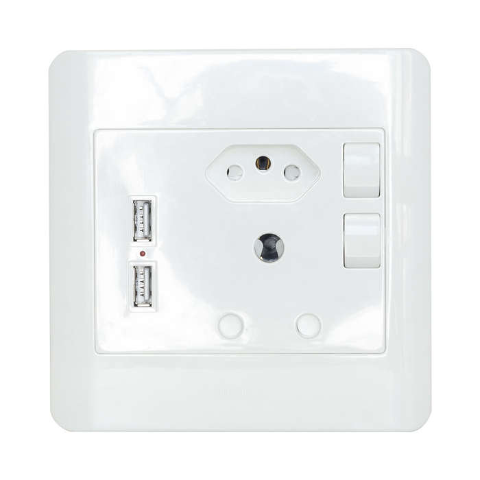 Single Wall Socket With 2X Usb Charging Ports - 1X 16A Slimline Sa And 1X 16A Sa