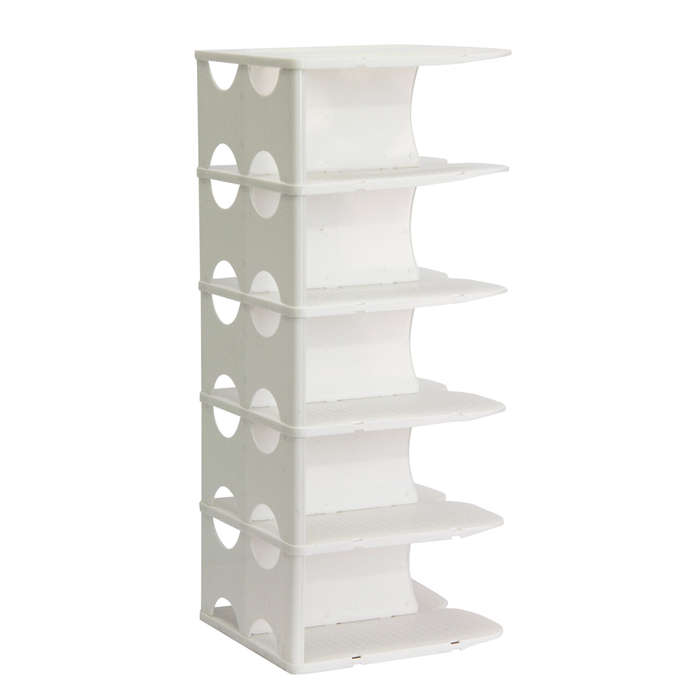 6 Layer Pillar Shoe Rack | White