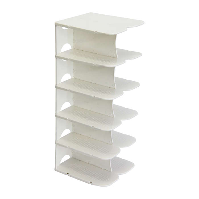 6 Layer Pillar Shoe Rack | White