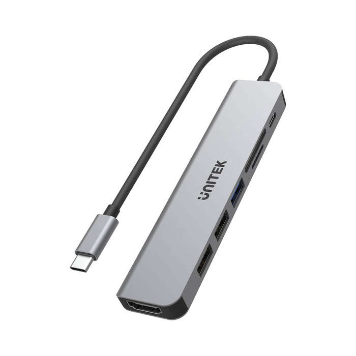 Unitek Uhub S7+ H1118A 7-In-1 Usb Type-C 5Gbps Port Replicator With 4K Hdmi And 100W Power Delivery