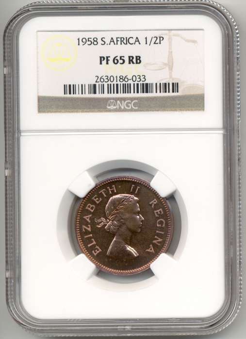 1958 *** 1/2P *** PF65RB *** High grade