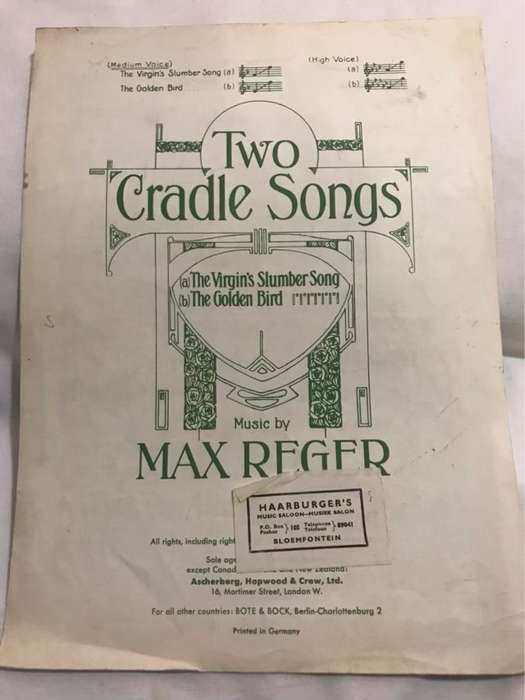 Two Cradle Songs - Max Reger