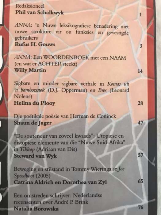T.N&A, Tydskrif vir Nederlands en Afrikaans - Prof .P.L.Van Schalkwyk Red.