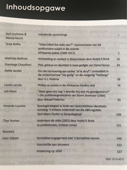 Stilet, Tydskrif van die Afrikaanse Letterkunde Vereniging - Prof.M.P.Human Red.