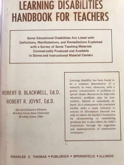 Learning Diabilities Handbook For Teachers - Robert B.Blackwell&Robert R.Joynt