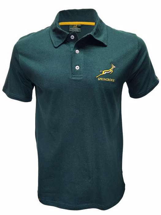 Mens Springbok Golf Shirt Green Emb Logo