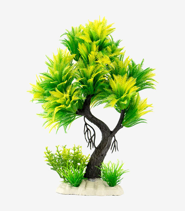 Ferny Green Shrub Tree Aquarium Decoration | Zugo | Lifelike Aquarium Plant (22cm)