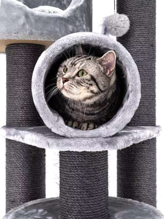 PetRebels Victoria 125 Multi-Level Cat Tree with Velvety Soft Plush Covering  48.5 x 48.5 x 12...