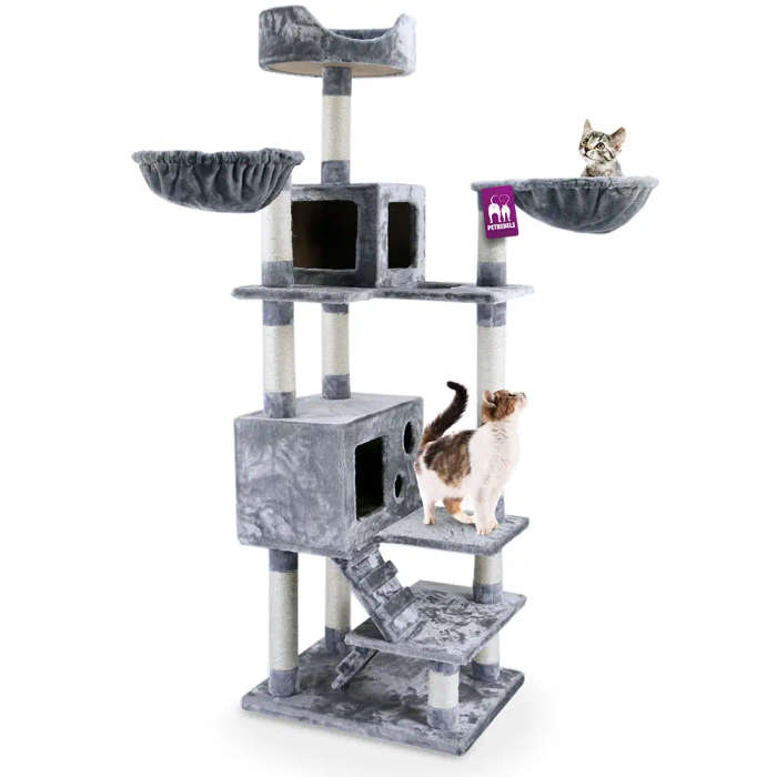 PetRebels Cleveland 175 Multi-Level Cat Tree with Soft Plush Covering  60 x 60 x 175 cm | PetR...