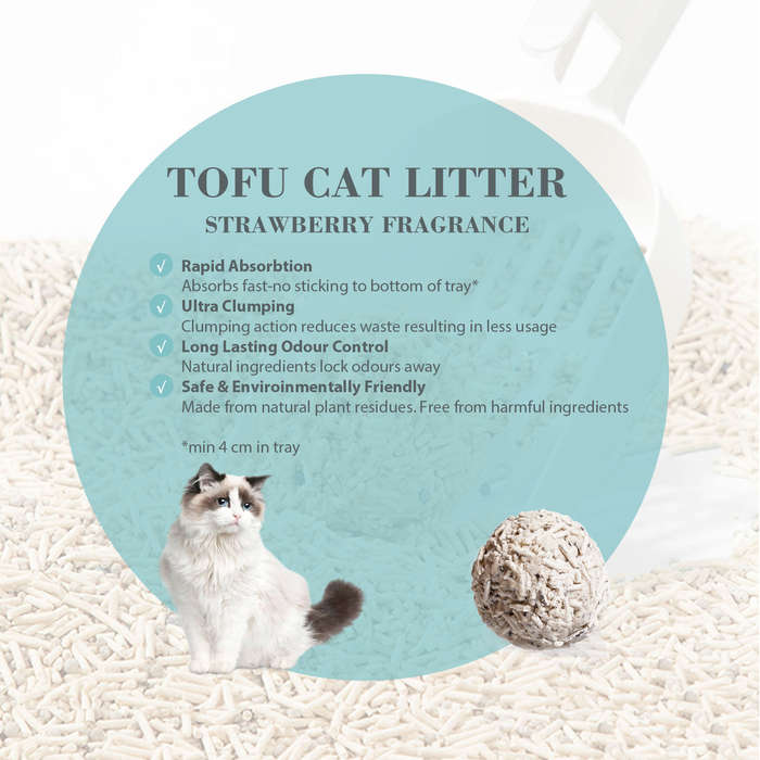 Bioline Eco Tofu Cat Litter  Strawberry Scent  7L/2.8KG | Bioline | Plant-Based, Hard-Clump...