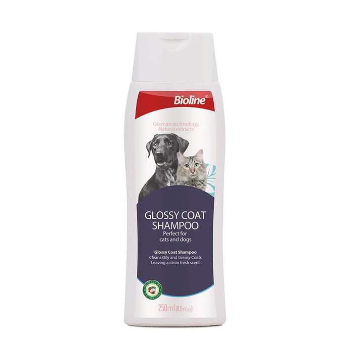 Bioline Glossy Coat Dog & Cat Shampoo  250ML | Bioline | Shine-Enhancing Shampoo with Moisturi...