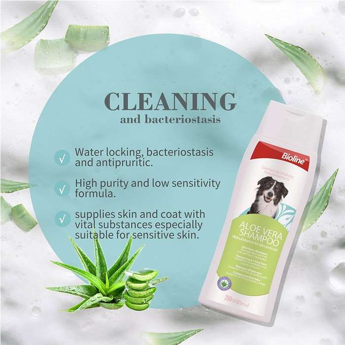 Bioline Aloe Vera Dog & Cat Shampoo  1L | Bioline | Large Size Soothing Aloe Vera Shampoo for ...