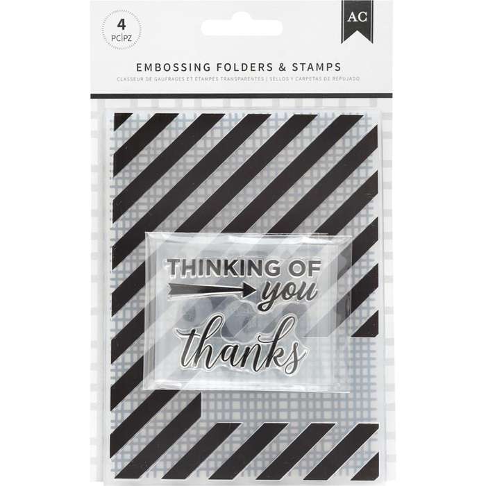 American Crafts Embossing Folders &amp; Stamps Set Thankful Thinking