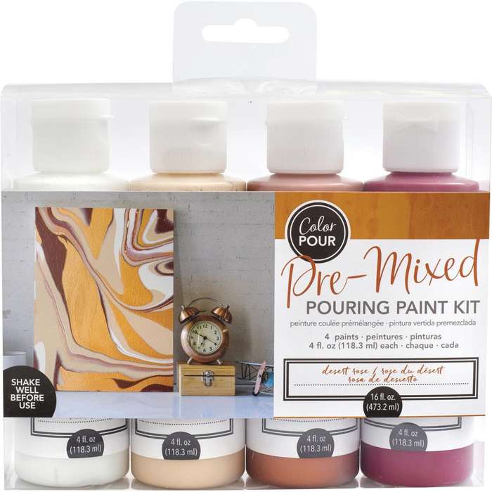 American Crafts Color Pour Pre-Mixed Paint Kit 4/Pkg Desert Rose