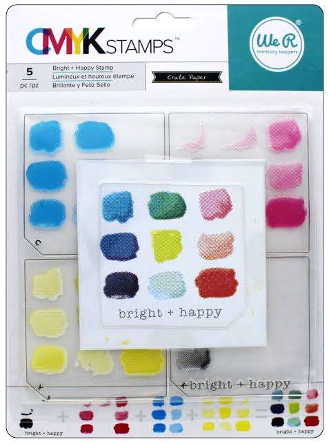 We R Memory Keepers CMYK Stamp 3"X3" Bright + Happy