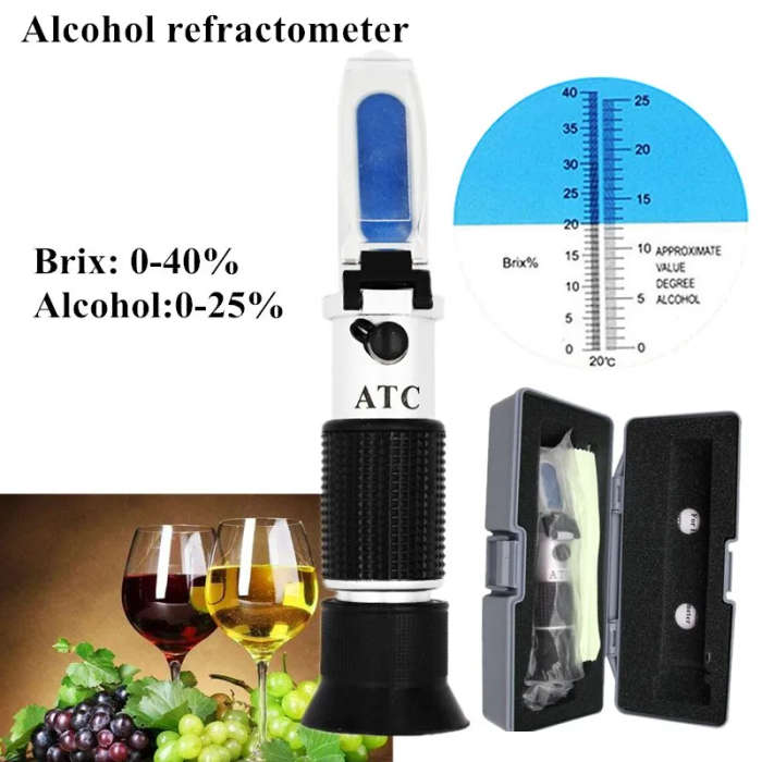 ATC Refractometer Brix 0-40% alcohol 0-25%