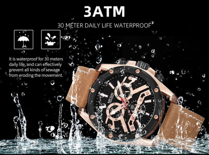 MEGIR 2120 Men's Quartz Movement Dress Watch Custom Logo OEM Leather Strap Analog Display Chronograph Watch