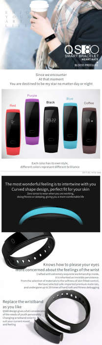 QS80 Bluetooth Altimeter Smart Band Bracelet Wristband Heart Rate blood pressure UV detector